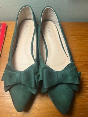 Sailing Lu Bow Knot Pointed Toe Ballet Flats Faux Suede Casual Size10.5